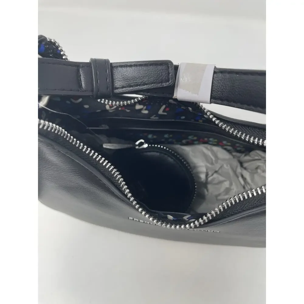 French Connection Sabrina Shoulder Bag with Coin Purse Black Faux Leather‎